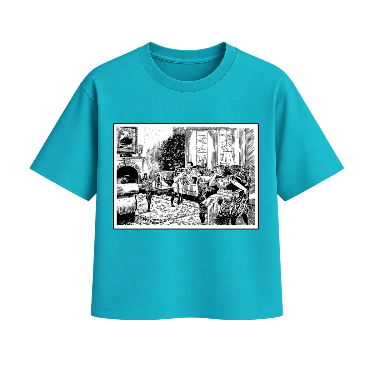 The Living Room Art Tee by John, Teal, front